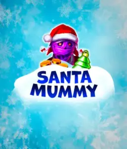  Discover the quirky "Santa Mummy" slot game by Belatra, highlighting a Santa-clad mummy decked out in festive holiday attire. This vibrant image captures the mummy with a vivid purple hue, wearing a Santa hat, amid snowy blue and icy snowflakes. The game's title, "Santa Mummy," is boldly written in large, icy blue letters.