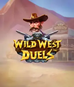  Dive into the daring world of "Wild West Duels" by Pragmatic Play, featuring a tough gunslinger ready for a showdown. The image shows a stern cowboy with crossed pistols, set against a dusty Western town. His intense eyes and detailed attire capture the essence of the Old West. The game's title is prominently featured in a striking font, enhancing the action-packed theme. 