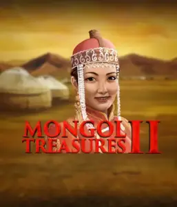 Explore the vibrant culture of Mongolia with Mongol Treasures 2 slot by Endorphina, showcasing a graceful Mongolian woman dressed in traditional attire against a golden Mongolian steppe backdrop. This graphic evokes the spirit of Mongolian tradition, offering a memorable visual adventure. 