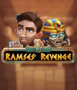 Dive into the ancient world of Ramses' Revenge slot by Relax Gaming, showcasing a startled explorer and a menacing mummy amid an Egyptian tomb backdrop. This graphic depicts the excitement of ancient Egyptian myths, ideal for adventure seekers, delivering a thrilling adventure. 